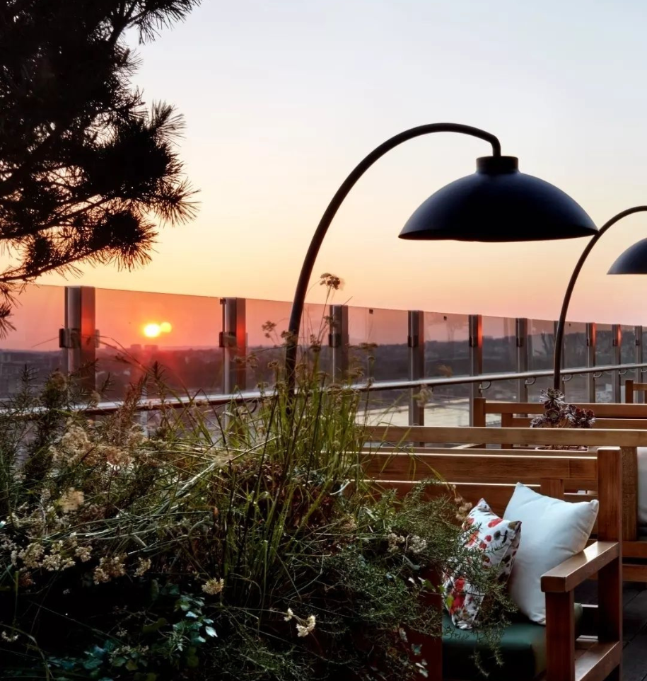 Panoramic view of London from The Nest rooftop